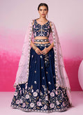 Royal Blue Multi Embroidery Bridal Lehenga Choli