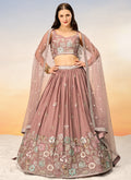 Rose Gold Multi Embroidery Bridal Lehenga Choli