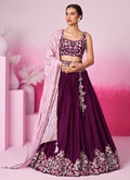 Deep Wine Multi Embroidered Bridal Lehenga Choli