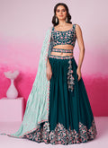 Turquoise Multi Embroidered Bridal Lehenga Choli