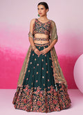 Dark Green Multi Embroidery Bridal Lehenga Choli