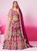 Magenta Pink And Gold Embroidered Bridal Lehenga Choli