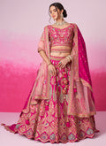 Pink And Gold Embroidered Bridal Lehenga Choli