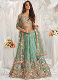 Mint Green Multi Embroidery Designer Lehenga Choli