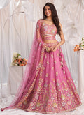 Salmon Pink Multi Embroidery Designer Lehenga Choli