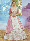 Off White And Purple Embroidery Bridal Lehenga Choli