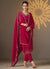 Hot Pink Golden Embroidered Pant Style Suit