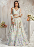 Pearl White Multi Embroidered Bridal Lehenga Choli