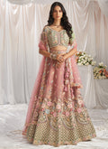 Pink And Sage Green Multi Embroidery Designer Lehenga Choli