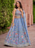 Pastel Blue Multi Embroidered Bridal Lehenga Choli