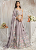 Mauve Purple Multi Embroidered Bridal Lehenga Choli