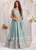 Sky Blue Multi Embroidered Bridal Lehenga Choli