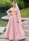 Light Pink Traditional Embroidery Bridal Lehenga Choli