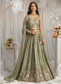 Olive Green Multi Embroidery Bridal Lehenga Choli