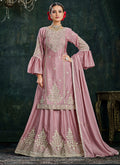 Pink Sequence And Thread Embroidery Lehenga Kurti