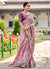 Pink And Purple Appliqué Embroidery Silk Saree