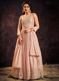 Light Pink Mirror Work Embroidery Anarkali Gown In Usa Canada