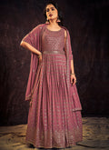 Mauve Purple Sequence And Mirror Work Embroidery Anarkali Gown In Usa Uk