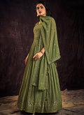 Green Sequence And Mirror Work Embroidery Anarkali Gown In Usa