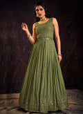 Green Sequence And Mirror Work Embroidery Anarkali Gown In UK CANADA