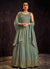 Teal Blue Sequence And Mirror Work Embroidery Anarkali Gown