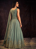 Teal Blue Sequence And Mirror Work Anarkali Gown In Usa Uk Germany