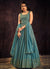 Turquoise Blue Sequence And Mirror Work Embroidery Anarkali Gown In Usa