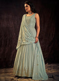 Light Blue Sequence Anarkali Gown In Usa Uk