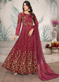 Cherry Red Embroidery Wedding Anarkali Suit