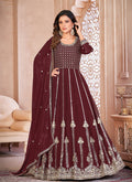 Maroon Sequence Embroidery Traditional Anarkali Suit