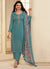 Teal Blue Schiffli Embroidery Traditional Pant Style Salwar Suit