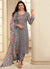 Grey Schiffli Embroidery Traditional Pant Style Salwar Suit
