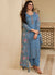 Blue Schiffli Embroidery Traditional Pant Style Salwar Suit