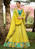 Green And Yellow Embroidered Bridal Lehenga Choli