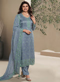 Blue Thread Work Embroidery Salwar Kameez Suit