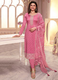 Pink Reshamkari Embroidery Silk Salwar Kameez