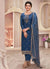 Royal Blue Embroidered Pakistani Pant Style Suit