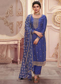 Dark Blue Embroidered Pakistani Pant Style Suit