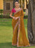 Yellow And Pink Multi Embroidery Wedding Organza Silk Saree