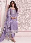 Lavender Thread Embroidery Pakistani Suit