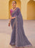 Rani Pink And Purple Multi Embroidery Wedding Organza Silk Saree
