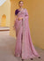 Purple Two Tone Multi Embroidery Wedding Organza Silk Saree