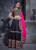 Black And Pink Kutchi Embroidered Rajwadi Chaniya Choli