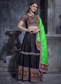 Black And Green Kutchi Embroidered Rajwadi Chaniya Choli