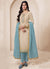 Beige And Blue Traditional Embroidery Salwar Kameez Suit