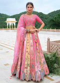 Pink Multicolor Floral Embroidered Bridal Lehenga Choli