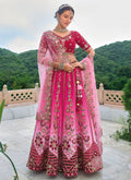 Pink Ombré Floral Embroidered Bridal Lehenga Choli