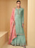 Teal And Pink Sequence Embroidery Georgette Gharara Suit