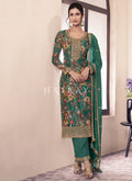 Dark Green Printed Pakistani Suit