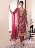 Rich Pink Printed Pakistani Suit